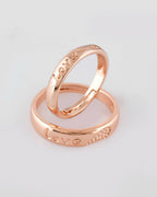 VOJ Stainless Steel Cubic Zirconia Gold-Polished Adjustable Couple Ring Set | Grocsy