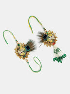 NVR Women & Men Set of 2 Green Radha Krishna Beaded Bhaiya Bhabhi Rakhi With Roli Chawal | Grocsy