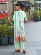 Joban Fashion Sky Blue Positive Digital Print With Position Foil Kurta Set | Grocsy