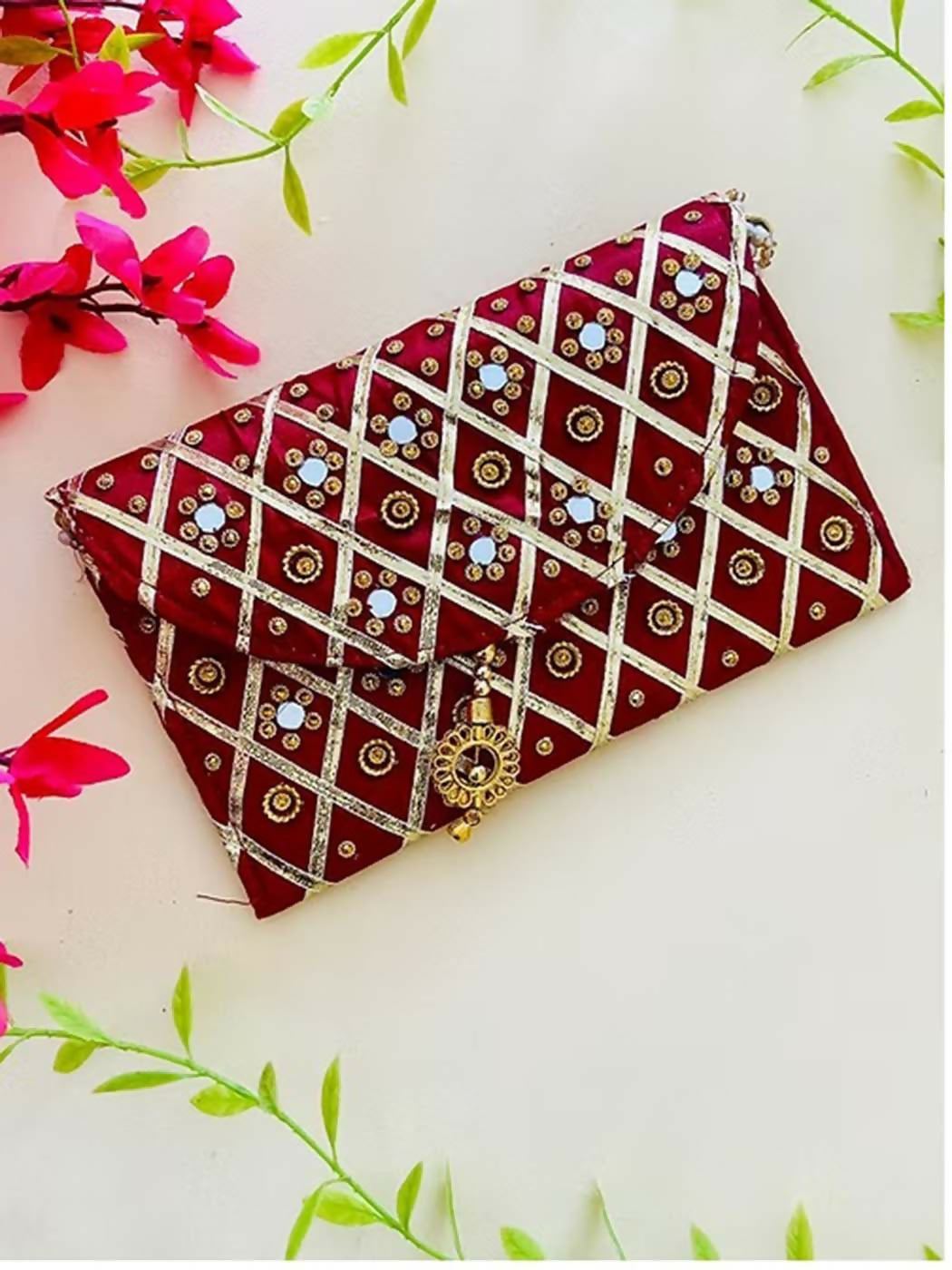 Joban Fashion Clutch Bag With Magnetic Lock - Maroon | Grocsy