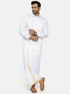 Ramraj Cotton Mens Full Sleeve Formal 100 % Cotton White Shirt | Grocsy