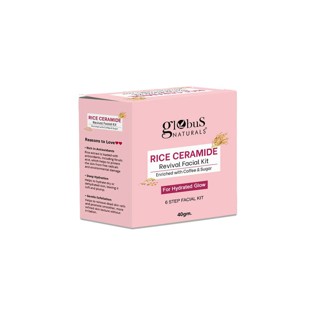 Globus Naturals Rice Ceramide 6 Step Facial Kit For Korean Glass Skin | Grocsy