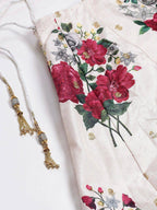 Tulsi Art Off-White & Red Printed Semi-Stitched Myntra Lehenga & Unstitched Blouse With Dupatta | Grocsy