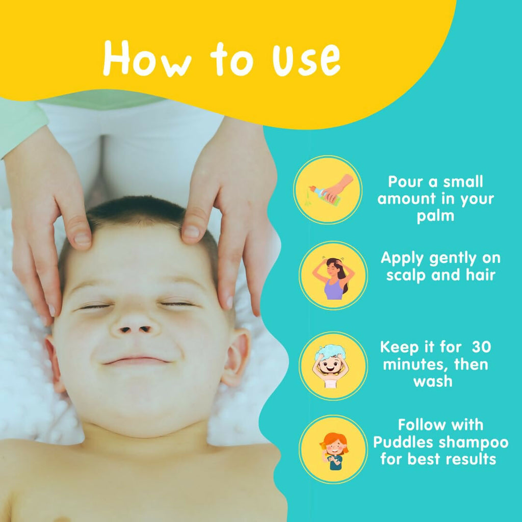 Puddles Happy Hippos Organic Nourish Hair Oil for Kids, Nourishing & Strengthening Formula for Delicate Hair & Scalp | Grocsy