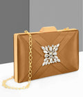 Joban Fashion Luxurious Satin Evening Clutch With Detachable Chain Strap - Brown | Grocsy