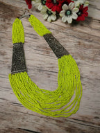 Inhanns Saree Shobha Statement Necklace - Neon Green Necklace | Grocsy