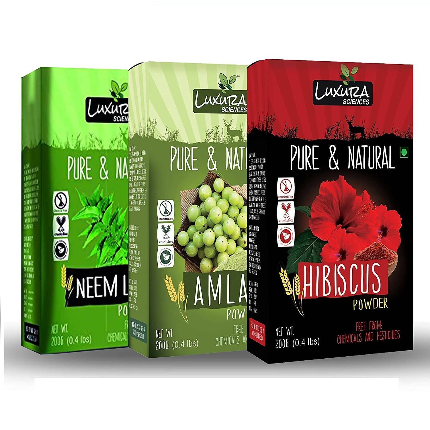 Luxura Sciences Natural Hair Care for Healthy Hair Regular - Neem + Amla + Hibiscus | Grocsy