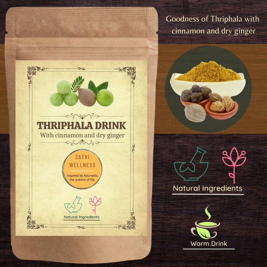 Satvi Wellness Thriphala Drink - Triphala with Cinnamon and Dry Ginger | Herbal Tea | Grocsy