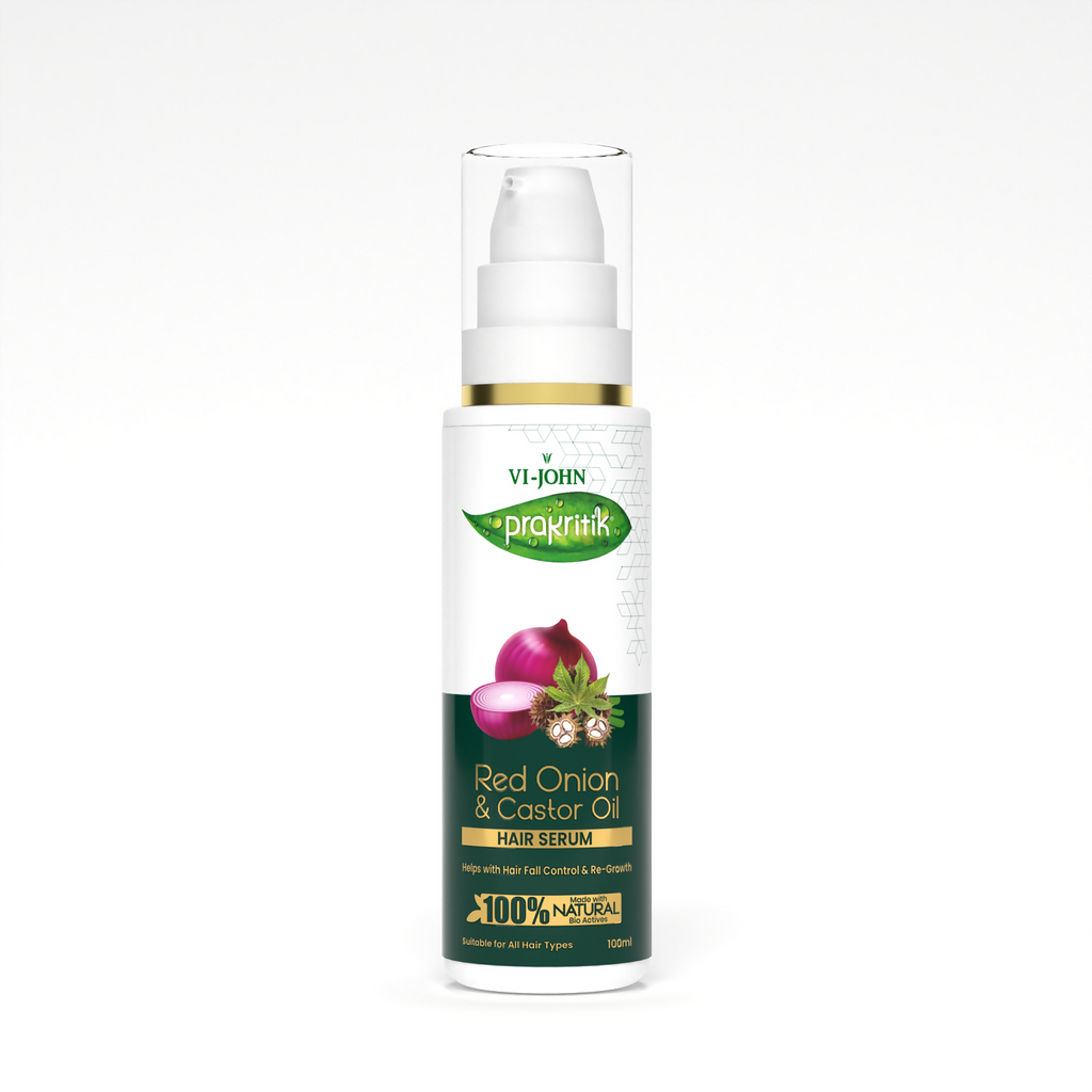 VI-JOHN Prakritik Red Onion & Castor Oil Hair serum, Reduces Hair Loss, 100% Natural Bio Actives Hair Oil | Grocsy