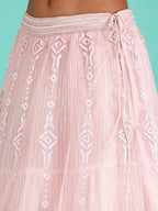 House of Panchhi Peach Net Gotapatti Work Lehenga & Blouse, Dupatta | Grocsy