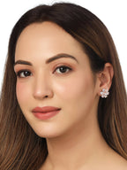NVR Women Golden Cz Studded Studs Earrings | Grocsy
