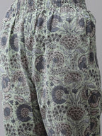 Yufta Green and off-white yoke design Kurta with Palazzo with Dupatta Set | Grocsy