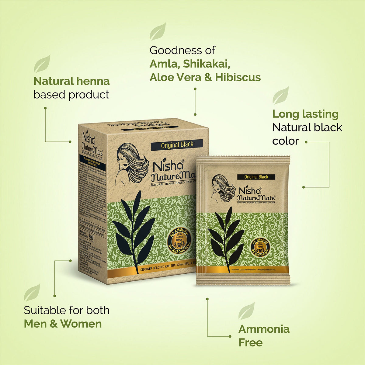 Nisha Naturemate Natural Henna-Based Hair Color - Original Black | Grocsy
