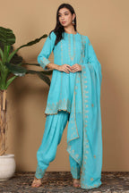 Joban Fashion Turquoise Georgette Kurta Set | Grocsy