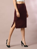 Myshka Women's Brown Solid Knee Length Party Embellished Skirts | Grocsy