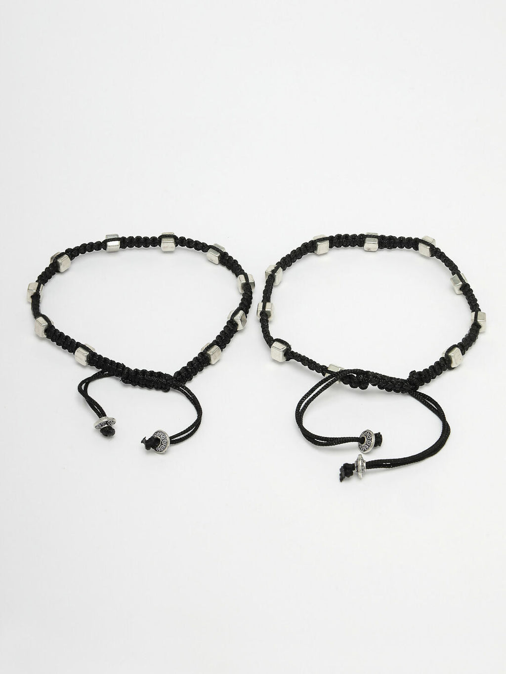 NVR Women's Evil Eye Adjustable Black Anklets | Grocsy