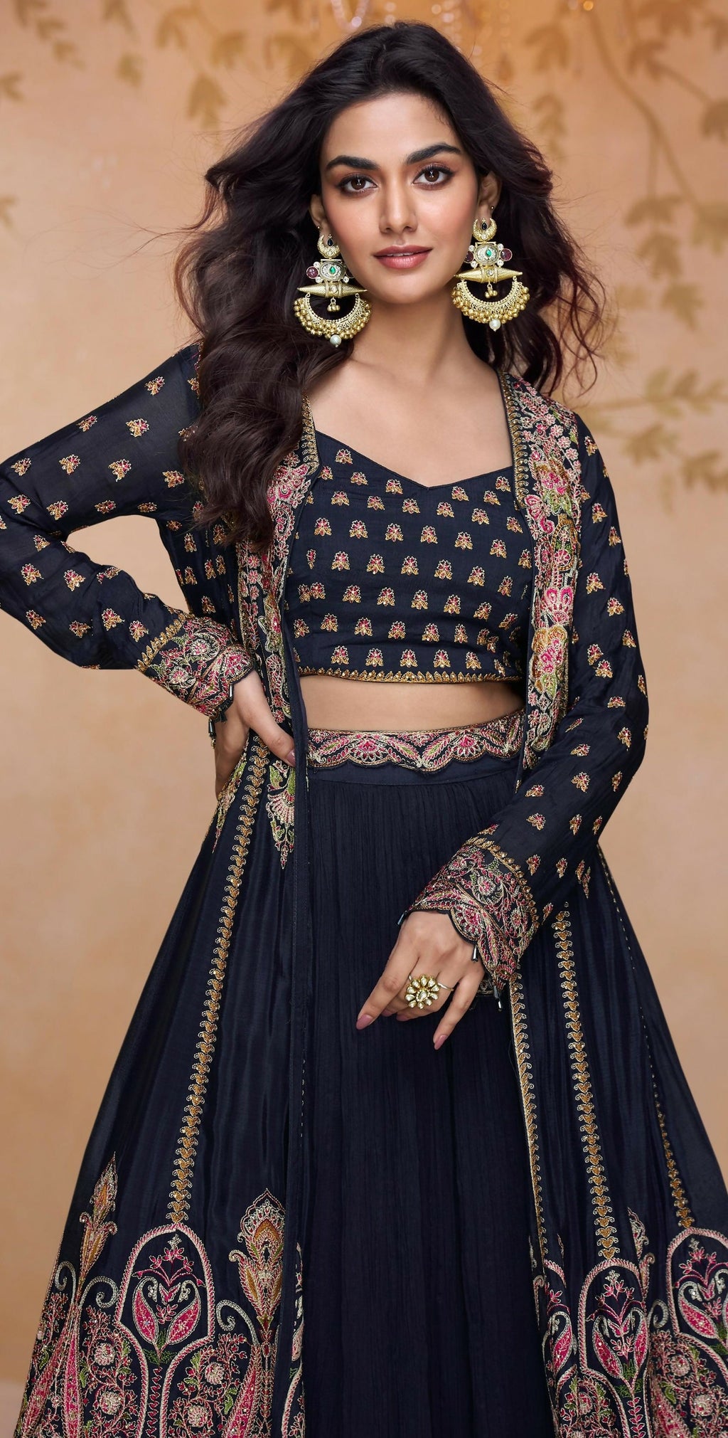 Anaita Black Chinon Readymade Suit with Heavy Embroidery & Sequence Work | Grocsy