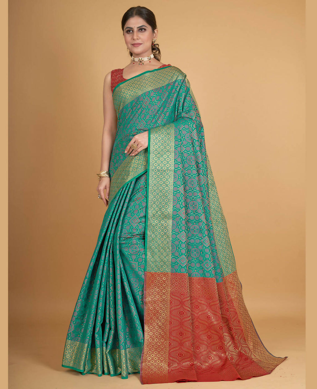 Sea Green Silk Woven Design Saree With Unstitched Blouse Piece - Akshita | Grocsy