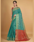 Sea Green Silk Woven Design Saree With Unstitched Blouse Piece - Akshita | Grocsy
