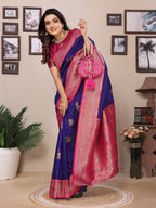 Joban Fashion Banarasi Purple Small Butti Soft Silk Saree | Grocsy