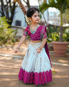 Jyoti Fashion Classy Wine Heavy Chenille Sequins Embroidered Kids Lehenga Choli Set | Grocsy