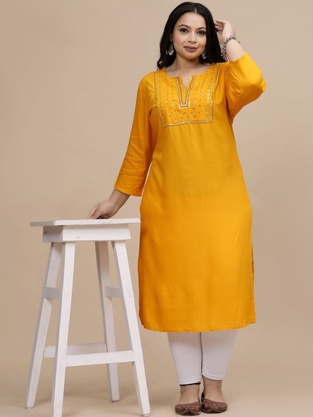Sztori Women Flared Sleeves Thread Work Kurta | Grocsy