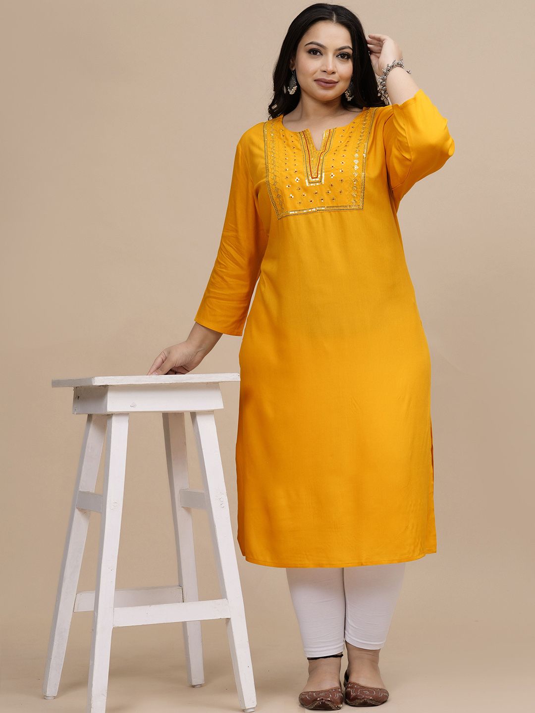 Sztori Women Flared Sleeves Thread Work Kurta | Grocsy
