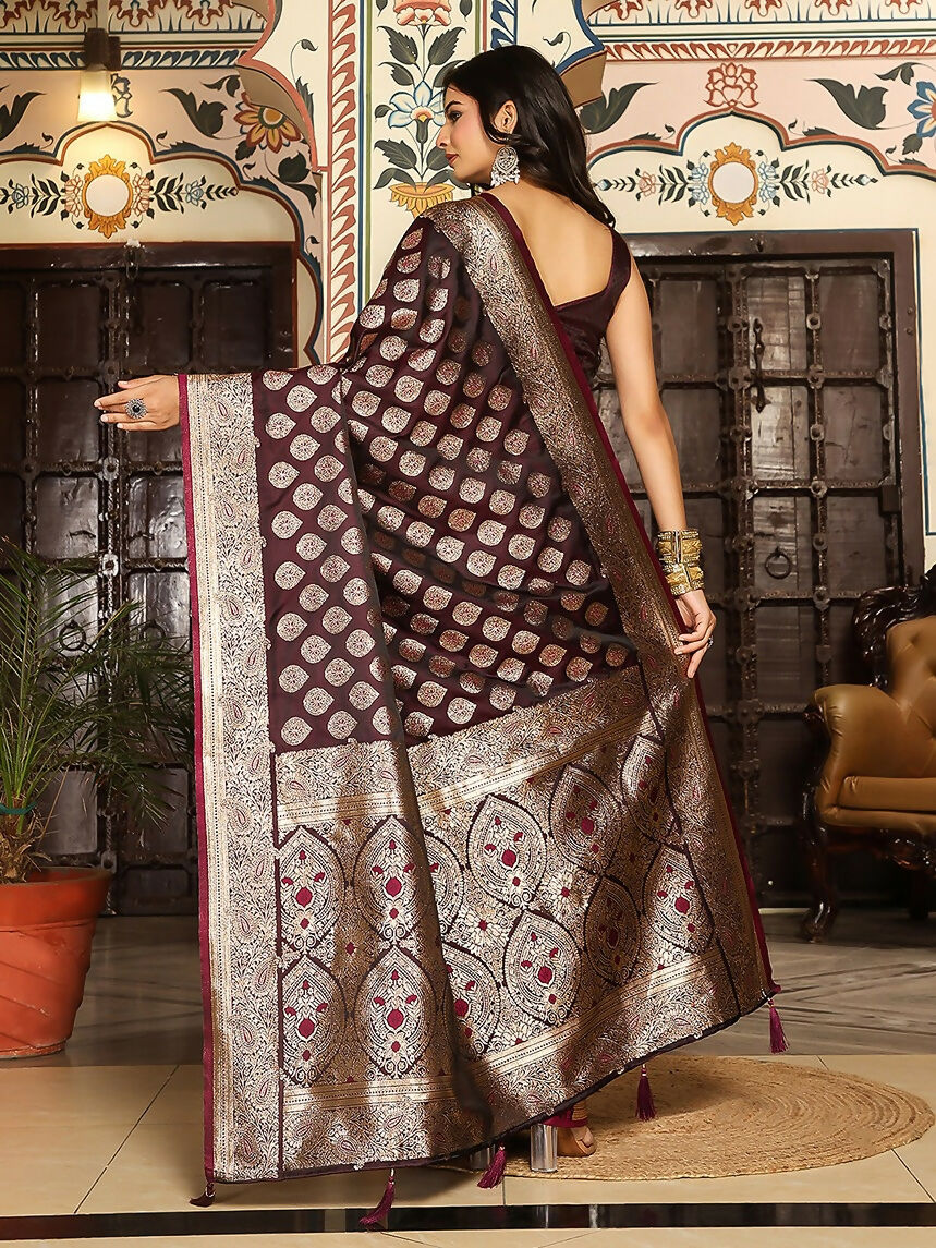 Shree Shyam Fashion Maroon Silk Saree | Grocsy