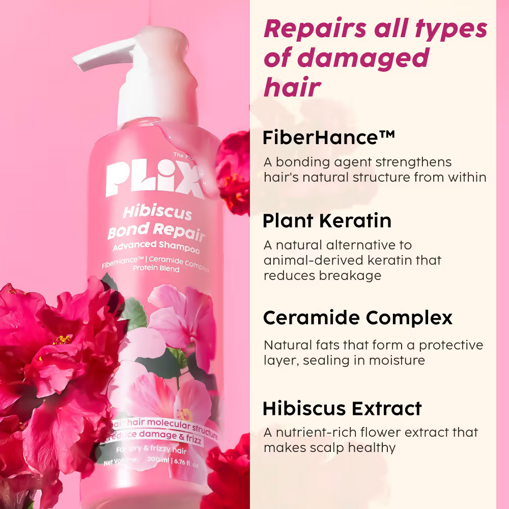 PLIX The Plant Fix Hibiscus Bond Repair Advanced Shampoo + Conditioner | Grocsy