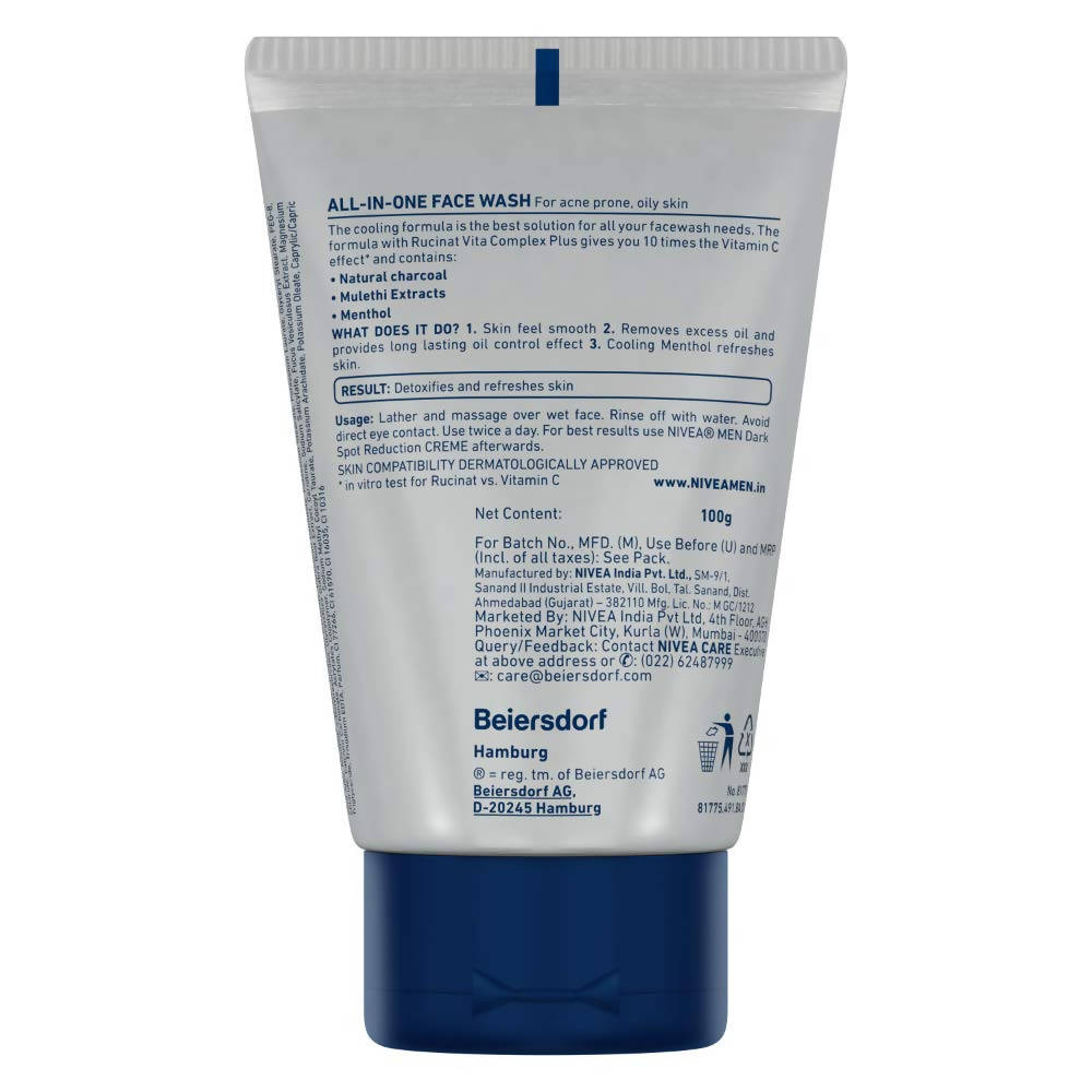 Nivea All in 1 Charcoal Face Wash | Grocsy