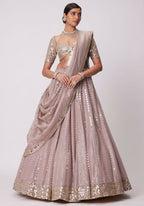 Lehenga Mart Designer Indian Wedding Lehenga Choli-Ash Pink | Grocsy