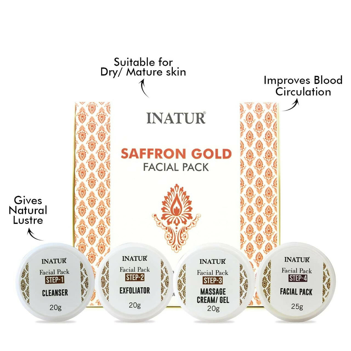 Inatur Saffron Gold Facial Kit | Grocsy