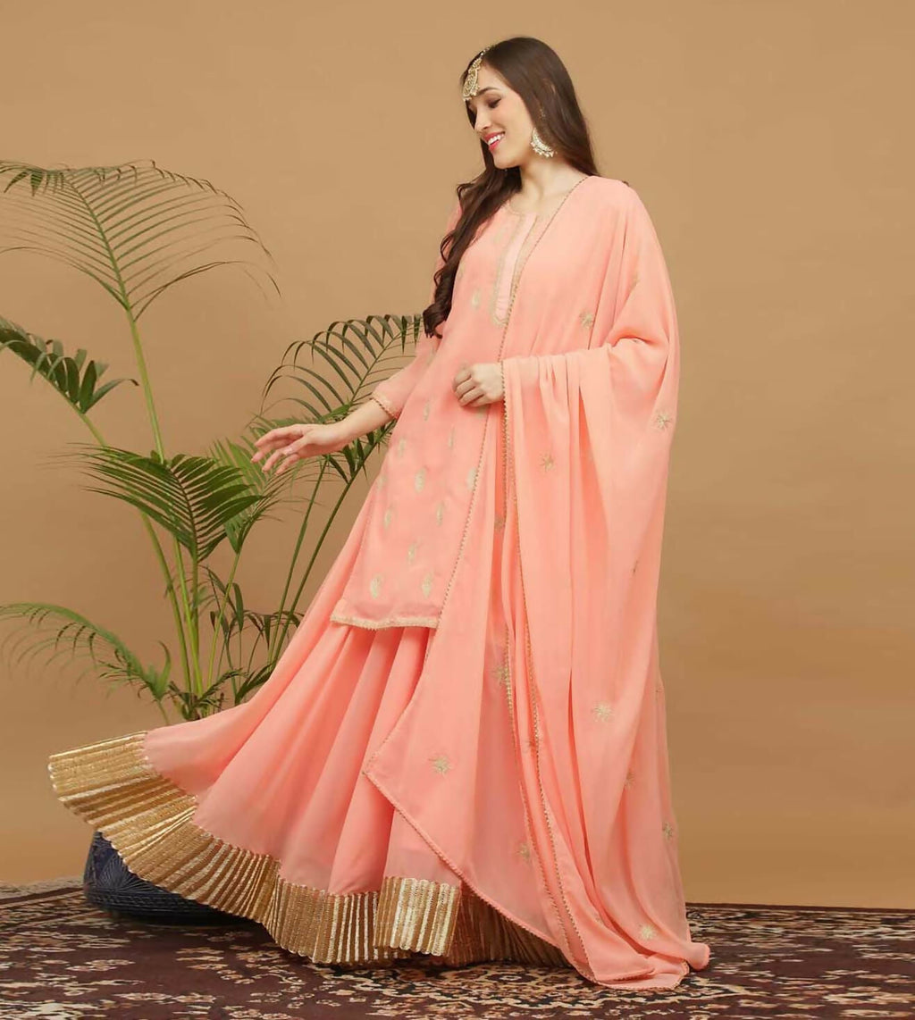 Joban Fashion Lite Beige Georgette Lehenga Set | Grocsy