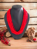 Inhanns Handmade Beaded Multilayer Necklace, 20 Layers - Red | Grocsy