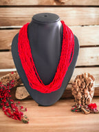 Inhanns Handmade Beaded Multilayer Necklace, 20 Layers - Red | Grocsy