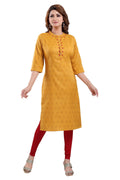 Snehal Creations Mustard Casual Cotton Printed Ladies Kurti | Grocsy