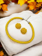 Inhanns Noor-E-Jalwa – Handmade Crystal Bead Necklace / Necklace With Earrings -Adjustable - Yellow | Grocsy