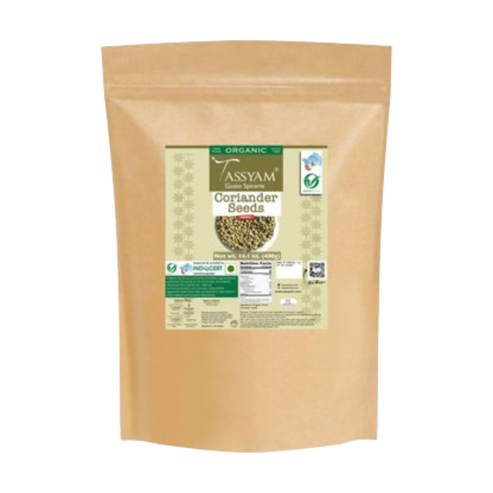 Tassyam Organics Certified 100% Organic Coriander Seeds | Grocsy