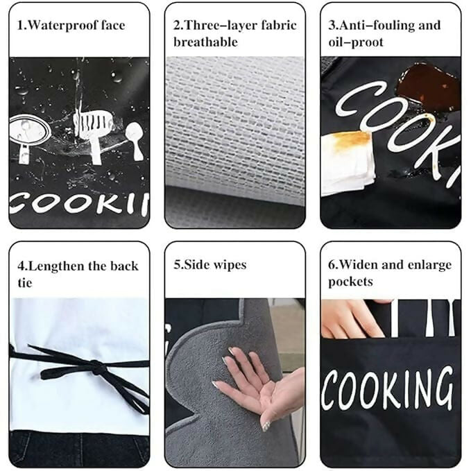 Klimet Waterproof Kitchen Apron For Women-Black | Grocsy