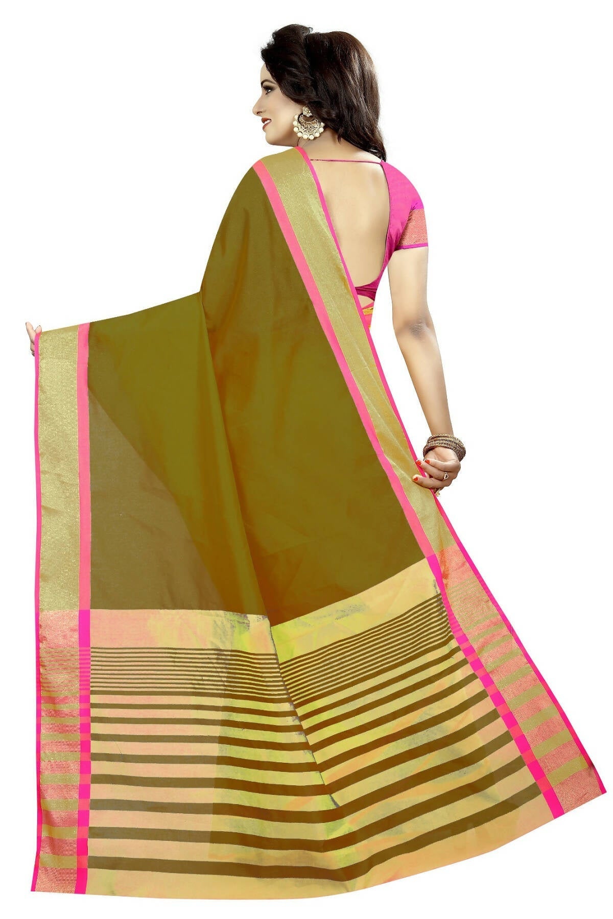 Vamika Weaving Green Cotton Silk Saree (MASTANI WEAVING GREEN) | Grocsy
