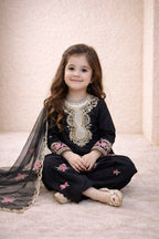 Teeya Creation New Kids Trendy Wedding Wear Traditional Kurta Salwar Set-Black | Grocsy