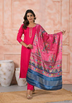 Ethnic Festive Wear Viscose Pink Stitched Suit With Dupatta - Anbazaar | Grocsy