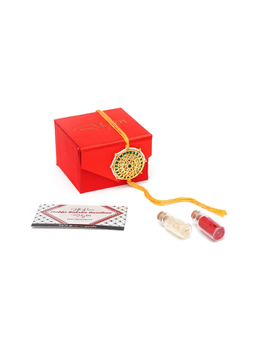 Designer kundan Rakhi - Ruby Raang | Grocsy