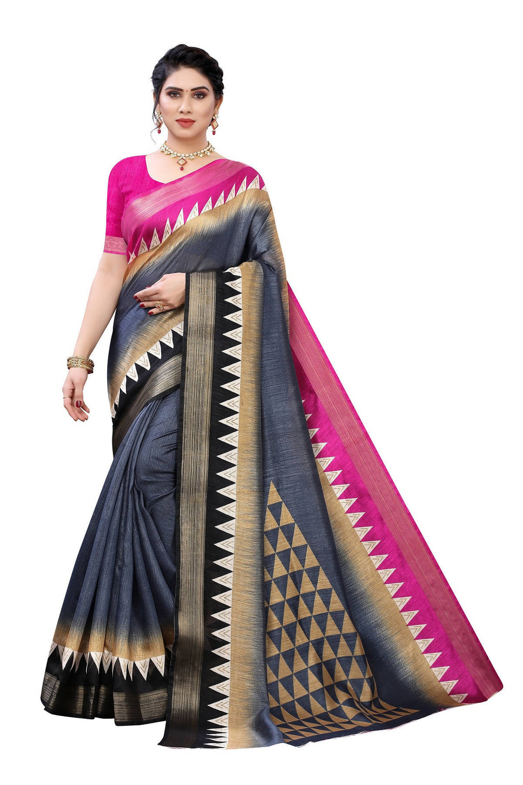 Vamika Grey Linen Jari Border Saree (GUNJAN GREY) | Grocsy