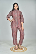 Morchari Digital Print Semi Muslin Co-Ord Set Top & Trouser-Multicolor | Grocsy