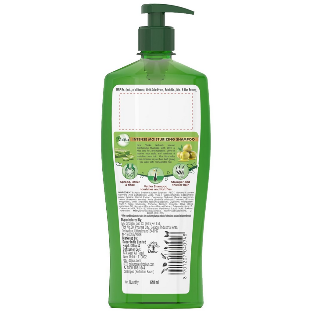 Dabur Vatika Naturals Olive & Aloe Vera Intense Moisturising Shampoo | Grocsy