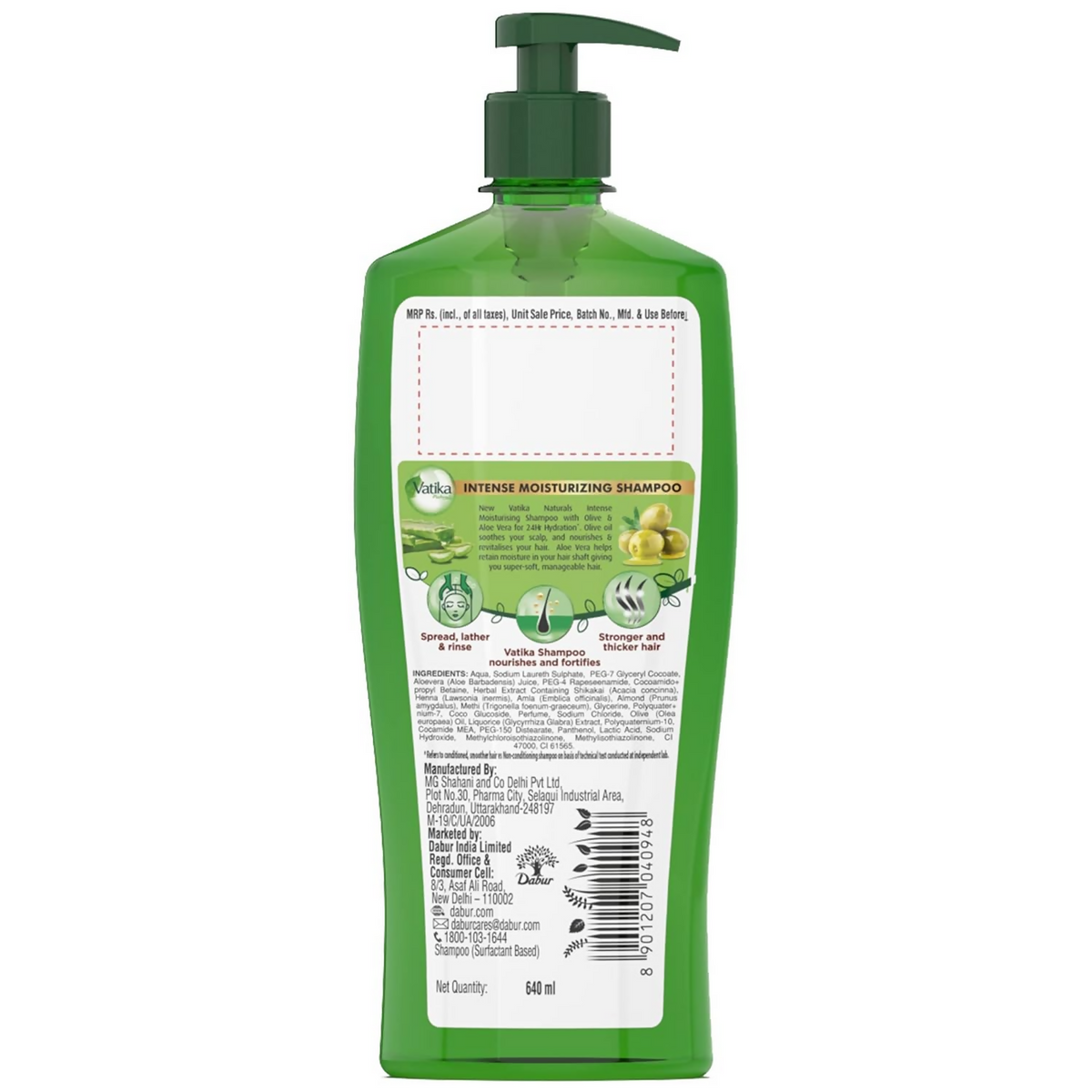 Dabur Vatika Naturals Olive & Aloe Vera Intense Moisturising Shampoo | Grocsy