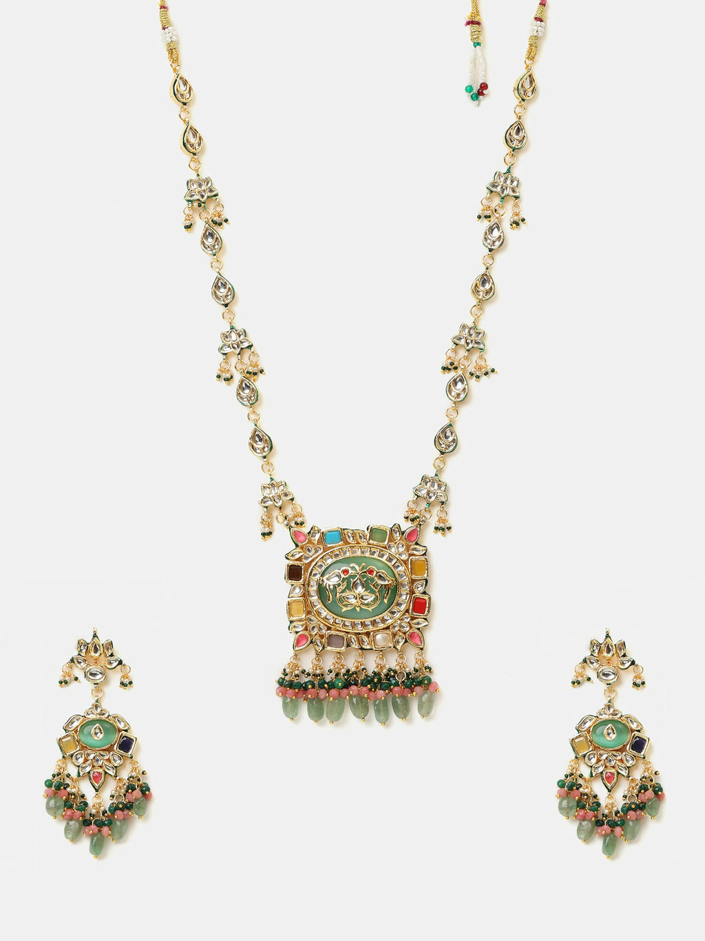 Ruby Raang Kundan Haar With Matching Earrings | Grocsy