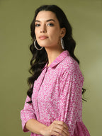 Myshka Women's Pink Embellished Cotton Gathered Party Empire Top | Grocsy