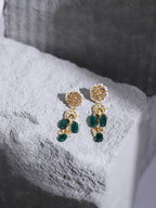 Gold-Toned White Kundan Contemporary Gold-Polished Drop Earrings - Ruby Raang | Grocsy